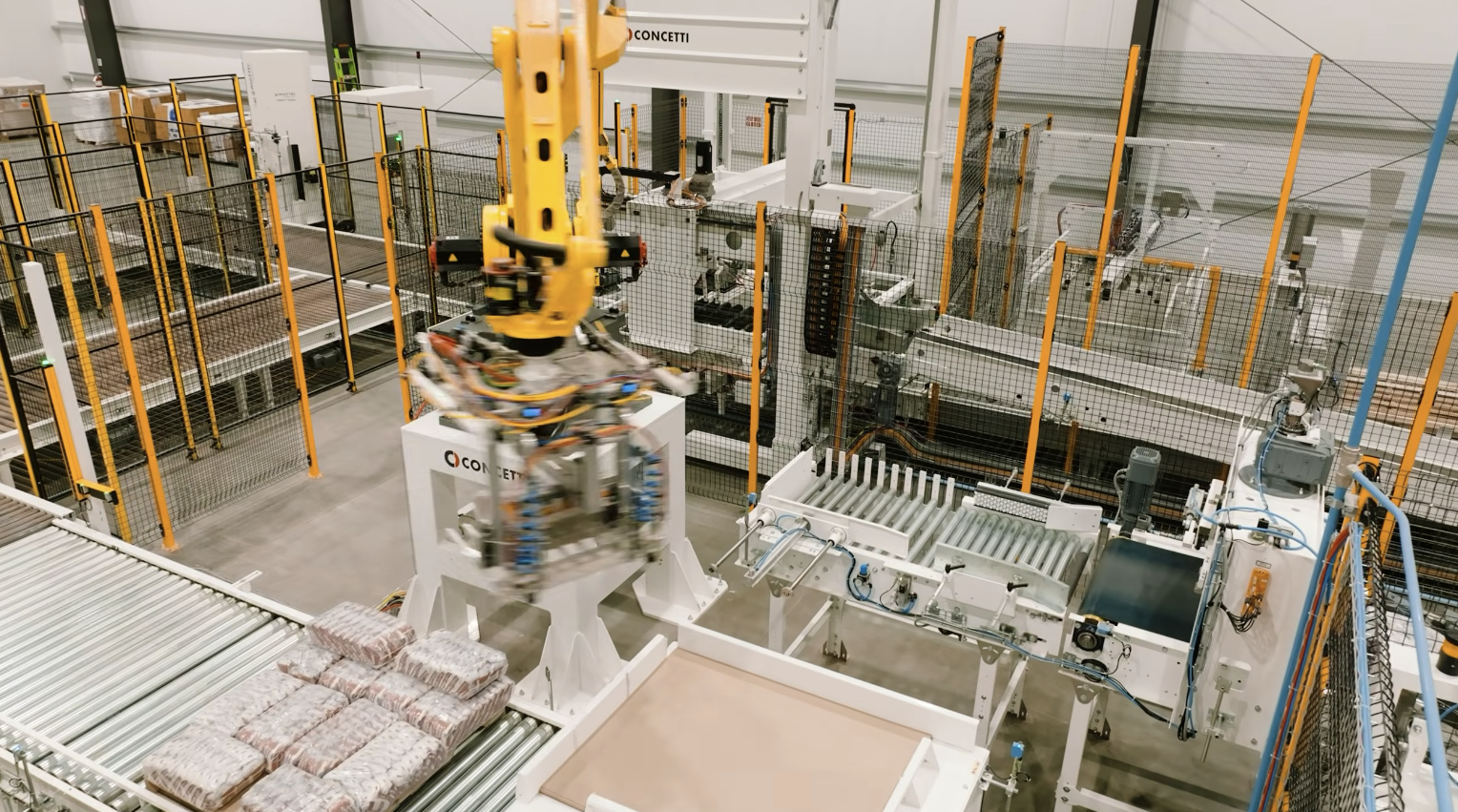 Robotic palletizer on the Texas Rice Milling packaging line